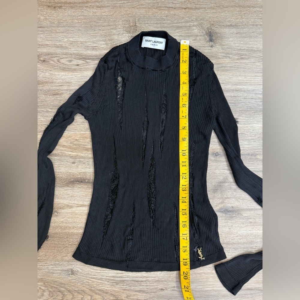 Saint Laurent Ribbed Knit Top Custom Distressed Look Size L - Picture 7 of 7